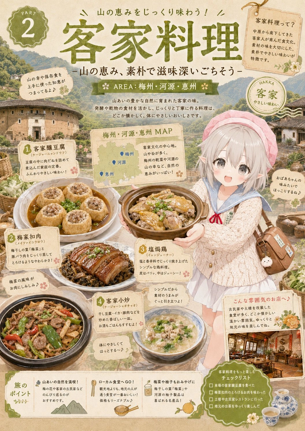 客家料理：料理と街を紹介するイラストガイド